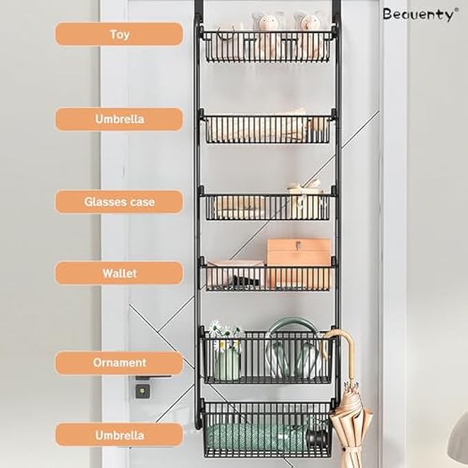 rayihni OVER DOOR HANGING ORGANIZER STORAGE,BEHIND DOOR ORGANIZER,SPACE-SAVING ORGANIZER,BATHROOM ORGANIZER PERSPECTIVE WINDOW WALL MOUNT RACK FOR CLOTHES, SUNDRIES (BLACK) - Image 3